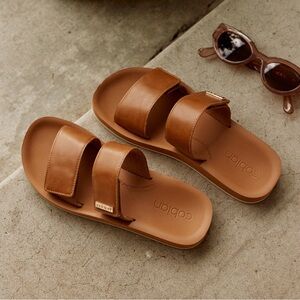 Cobian Dana Rise Women's Tan Double-Strap Slide Sandals